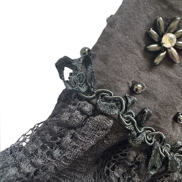 Rods Fairy Goth Renaissance Sheer Lace Long Sleeve Black Cardigan Size Medium - Picture 8 of 13